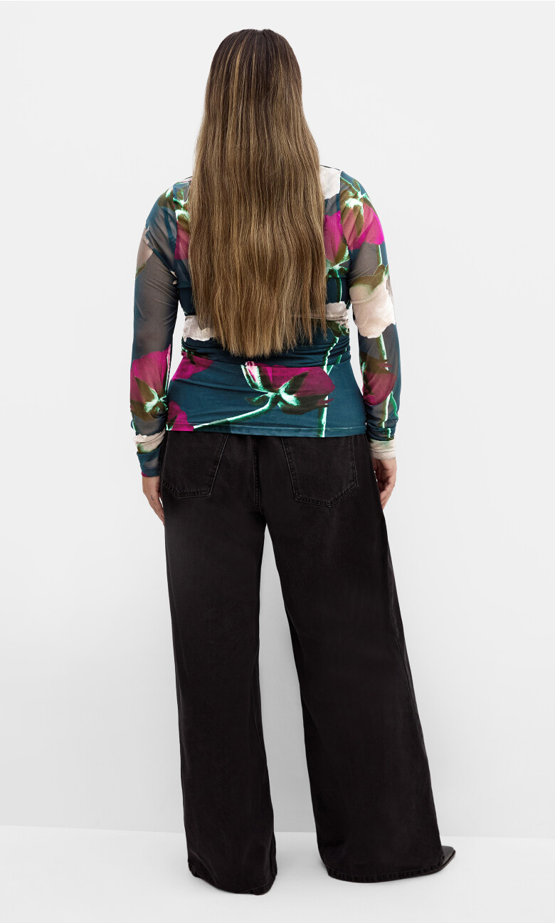 Lauryn Ruched Print Top - emerald