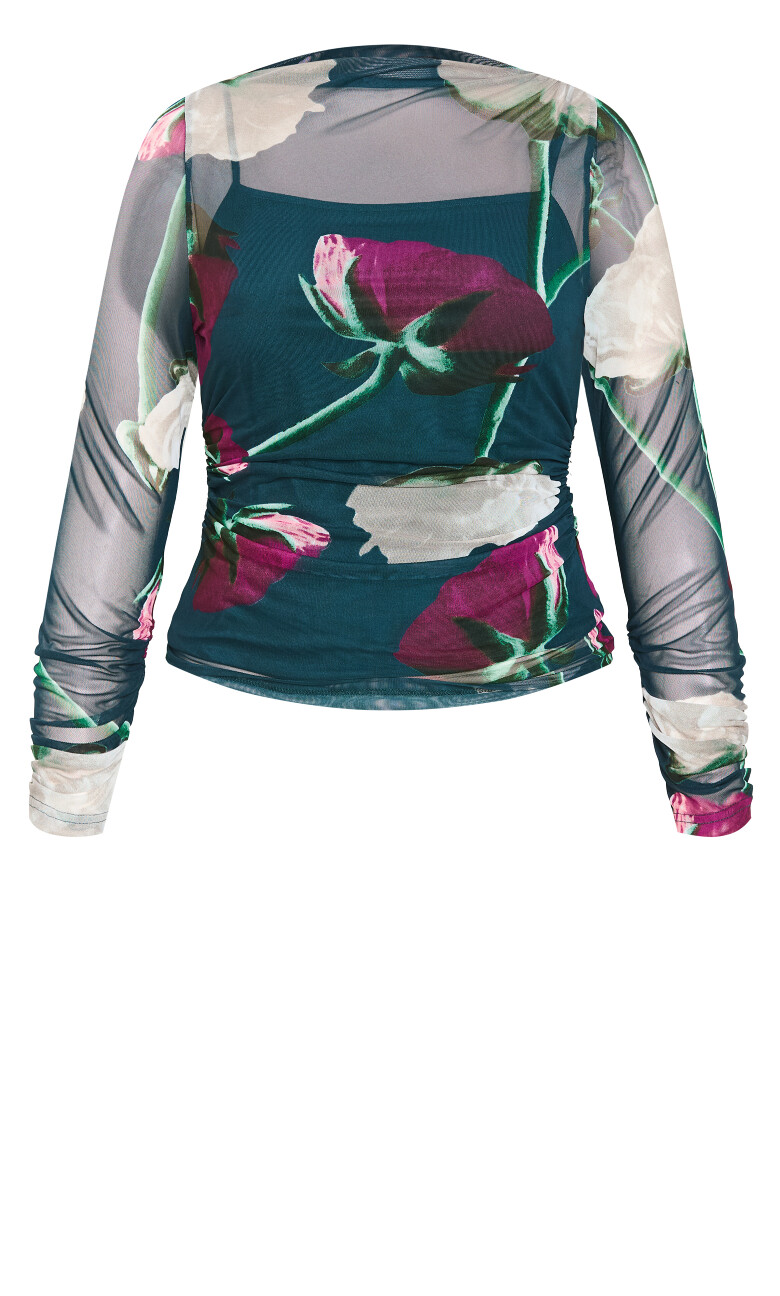 Lauryn Ruched Print Top - emerald
