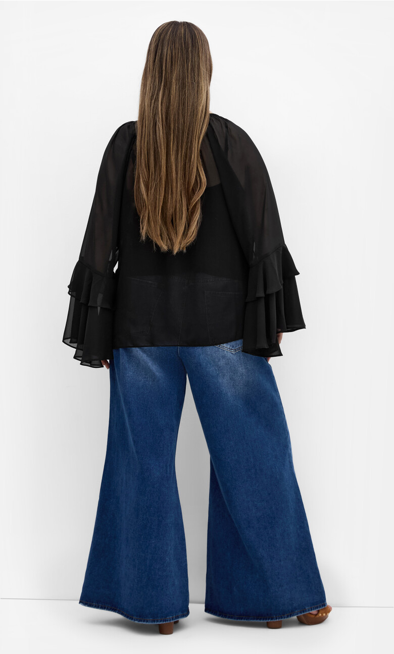 Ruffle Glam Top - black
