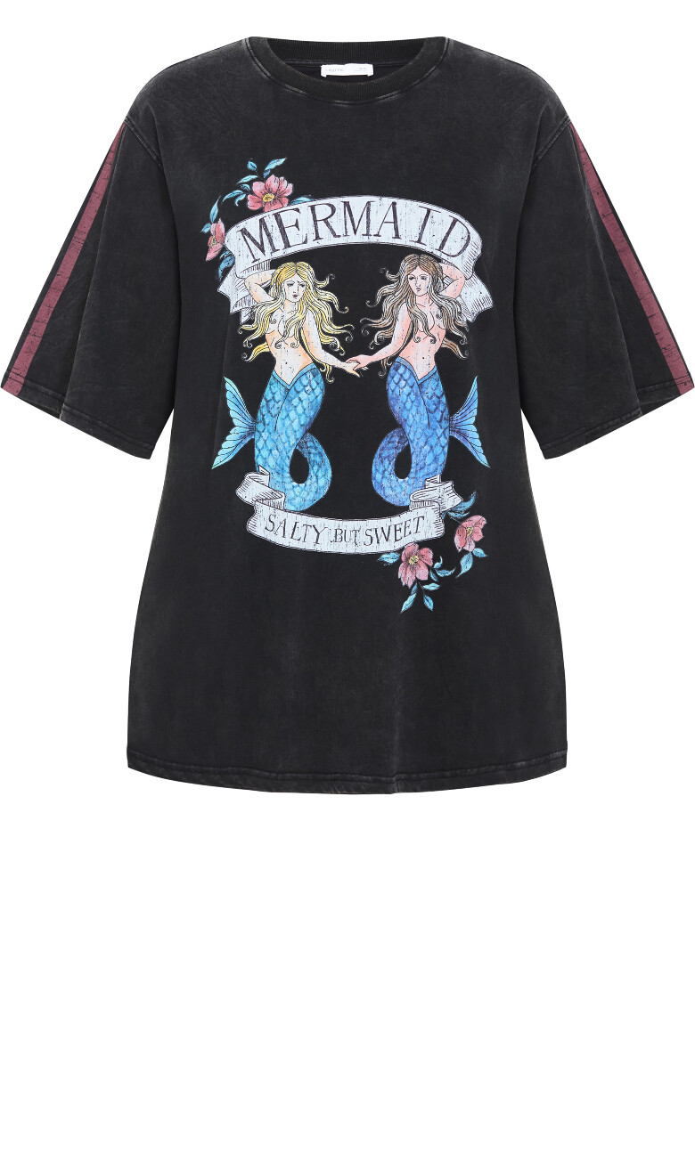 Mermaid Wash Tee - black wash