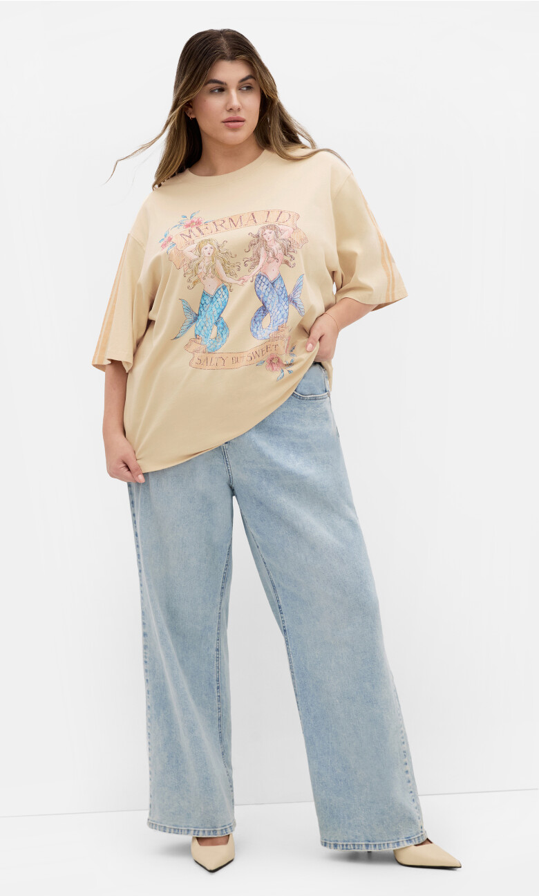 Plus Size Mermaid Oversized Tee - butter
