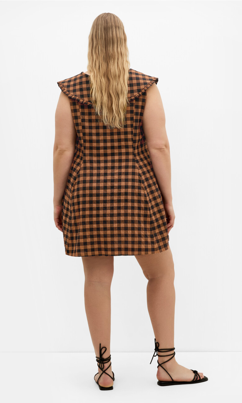 Gingham Girl Mini Dress - chestnut