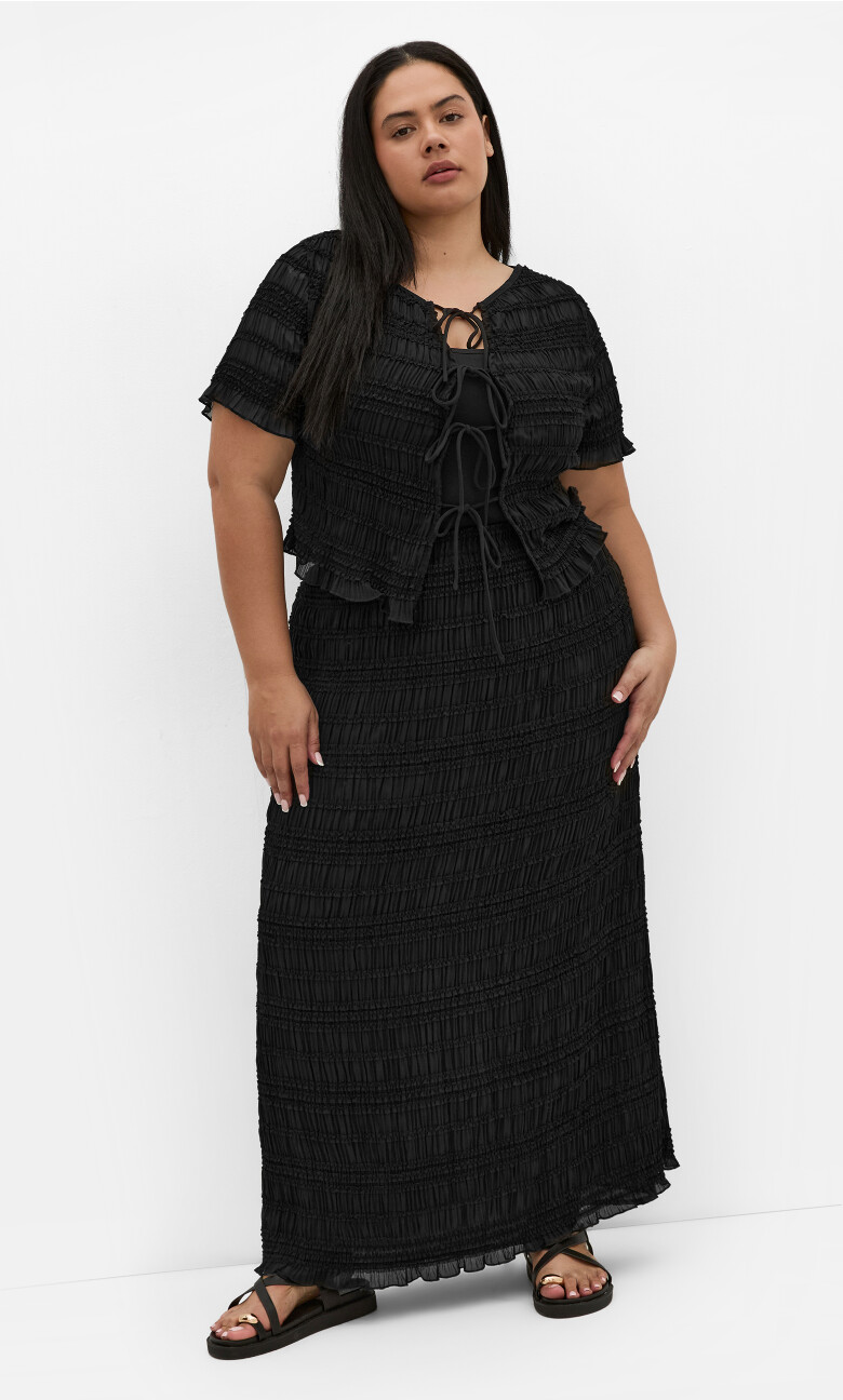 Emelia Shirred Skirt - black
