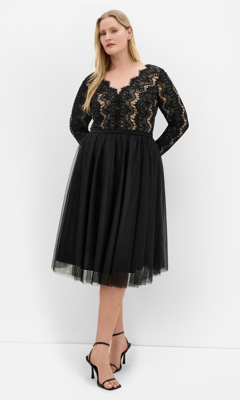 Rare Beauty Midi Dress - black