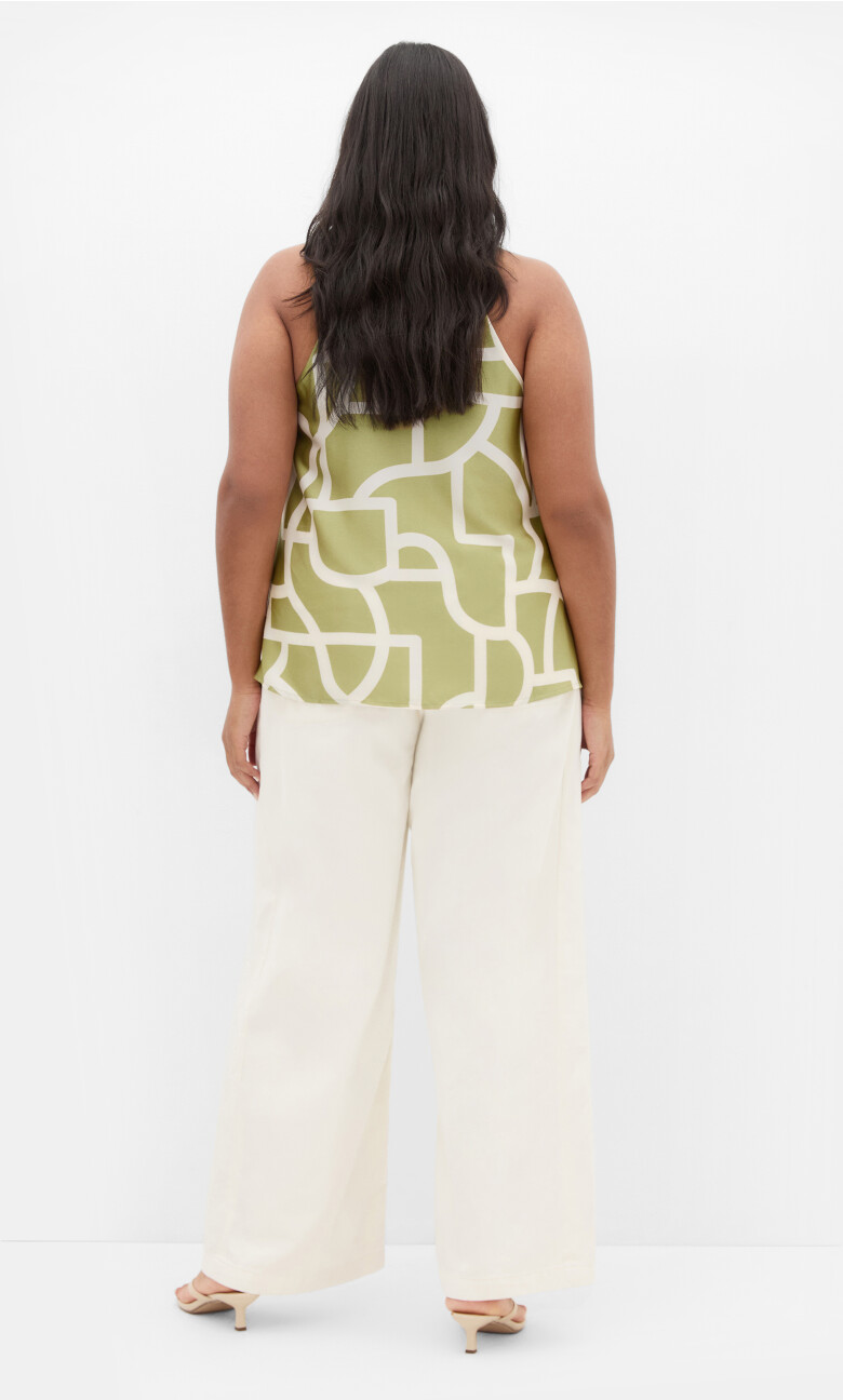 Chloe Cowl Neck Print Top - sage