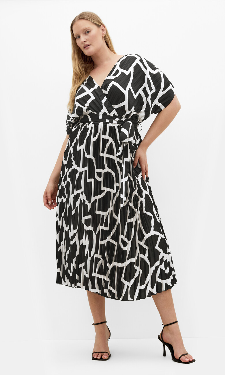 Plus Size DRESS ELIA TIE - MONO GEO