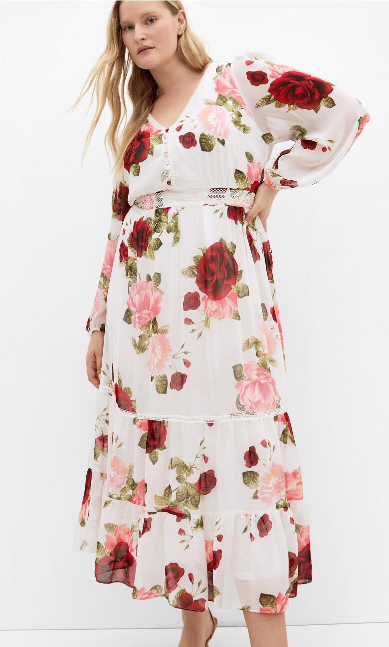 Plus Size Kiki Dolce Print Maxi Dress - ivory