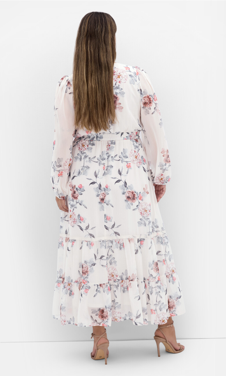 Kiki Posie Print Maxi Dress - ivory