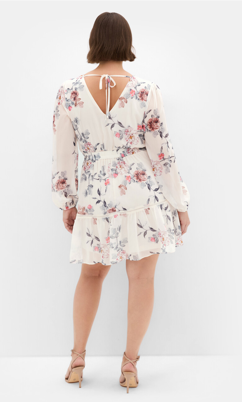 Kiki Posie Print Mini Dress - ivory