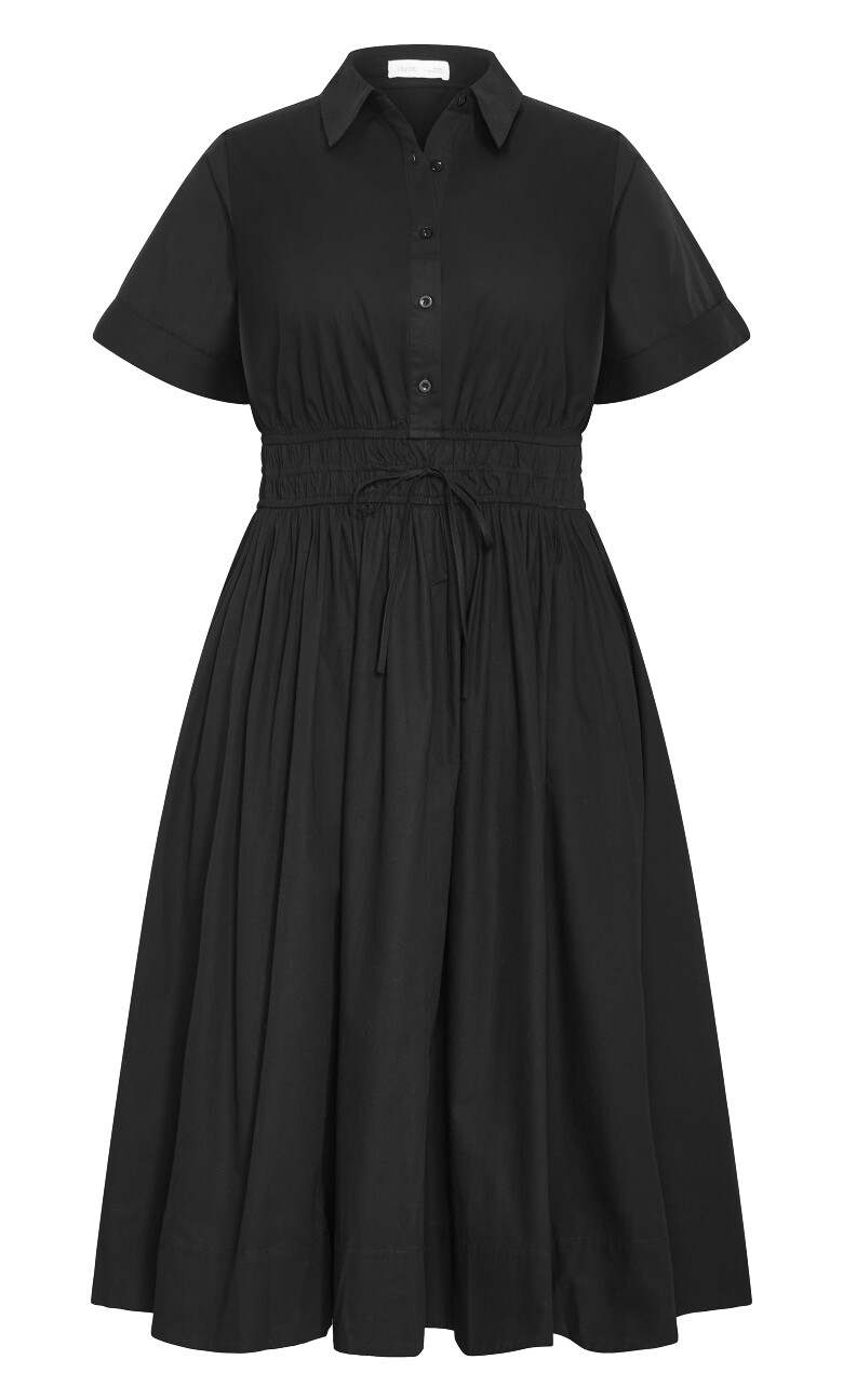 Lana Midi Shirt Dress - black