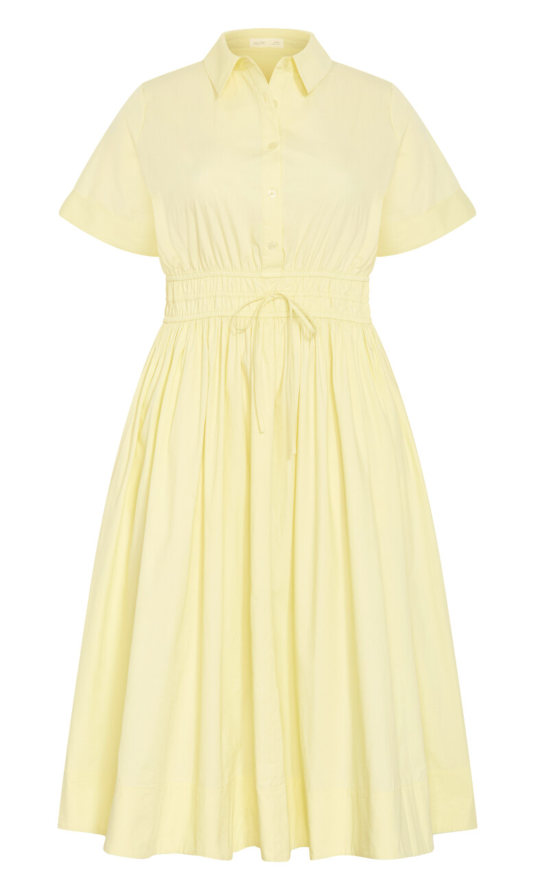 Lana Midi Shirt Dress - lemon