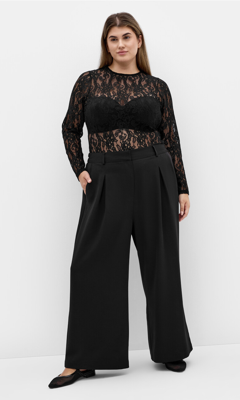 Plus Size Jordan Wide Leg Petite Pant - black