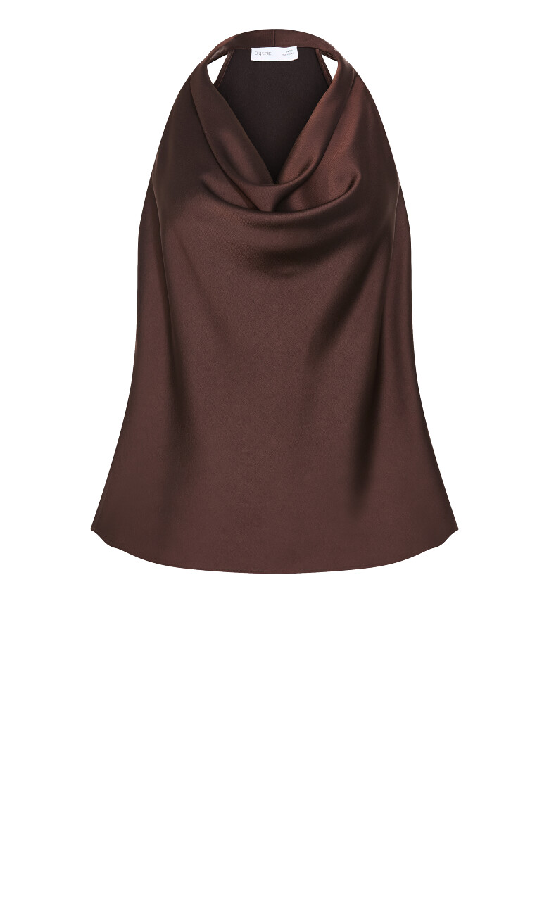 Chloe Cowl Neck Top - truffle