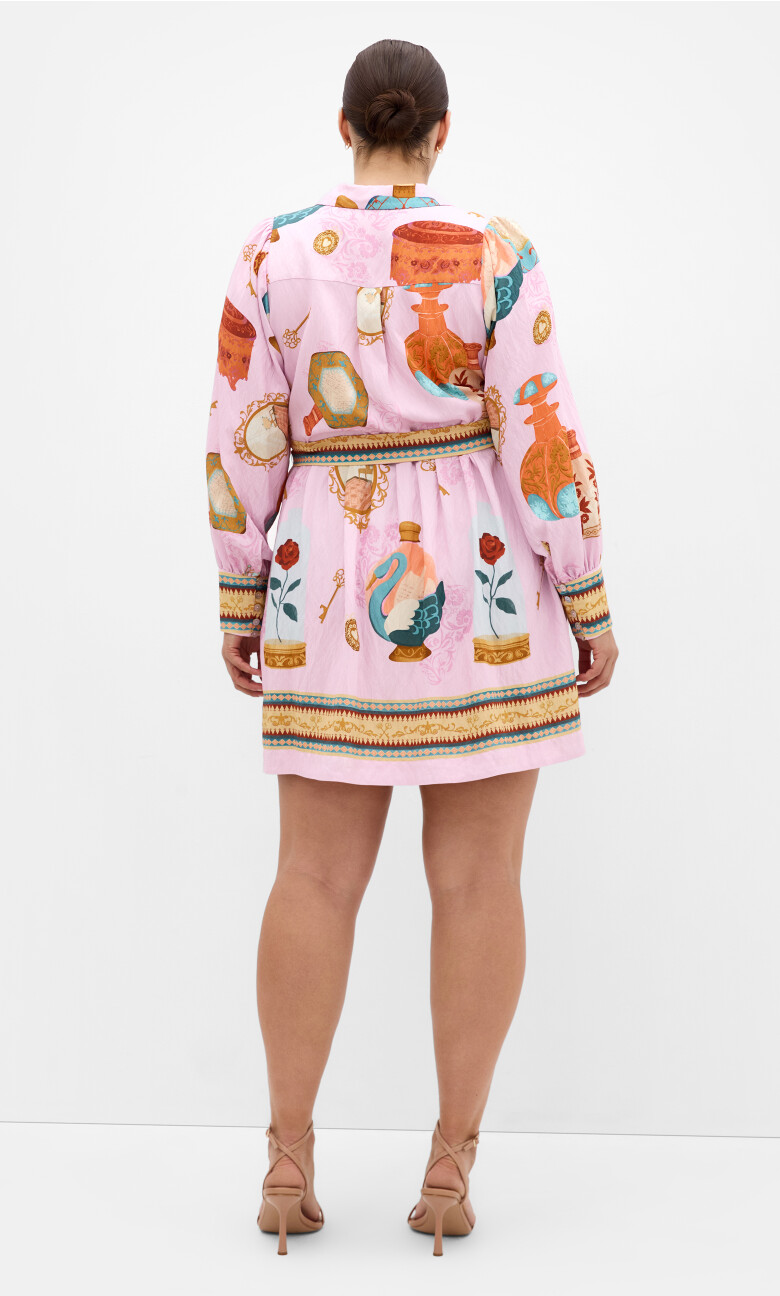 Ezra Print Mini Dress - baby pink