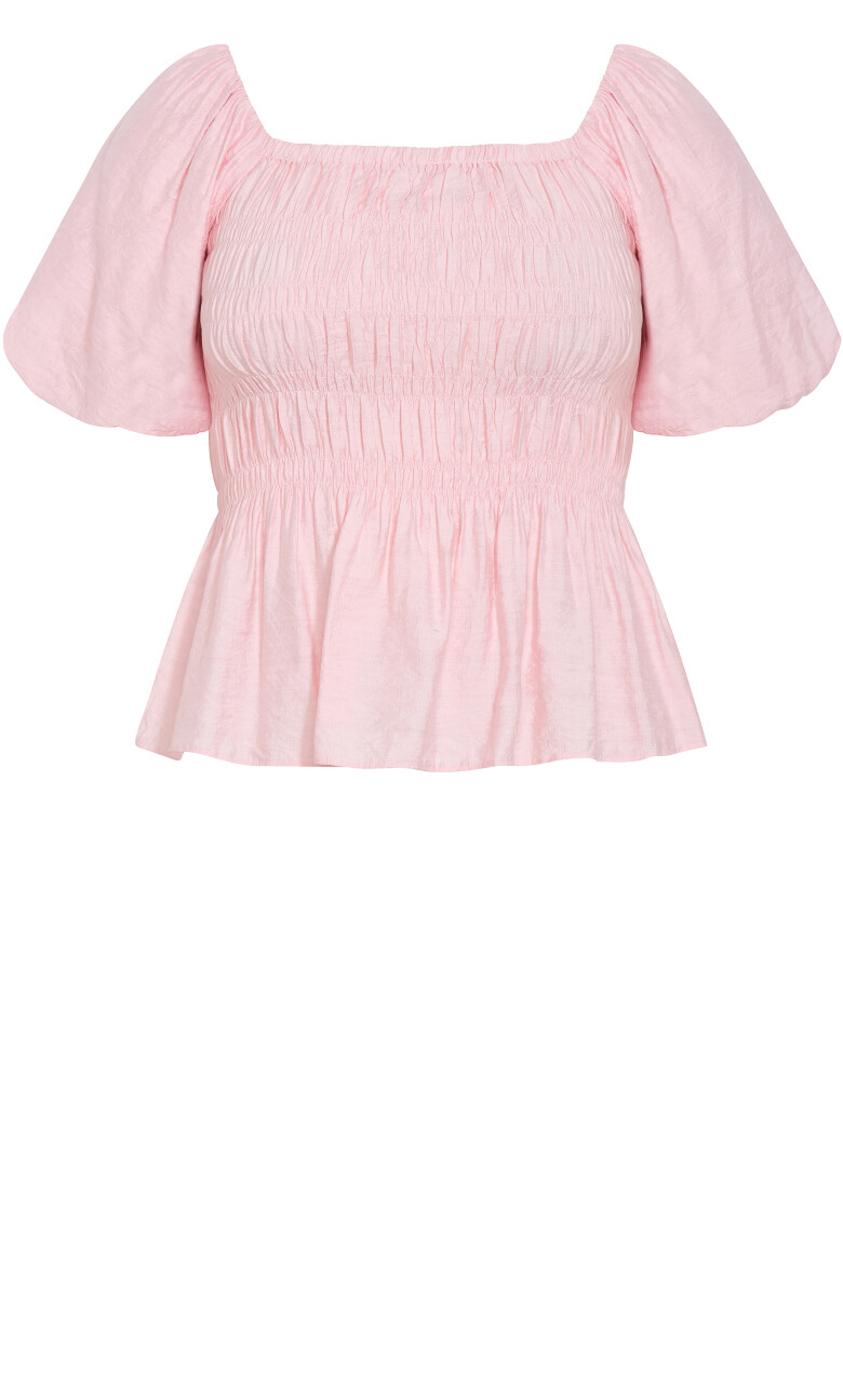 Clare Shirred Top - heavenly pink