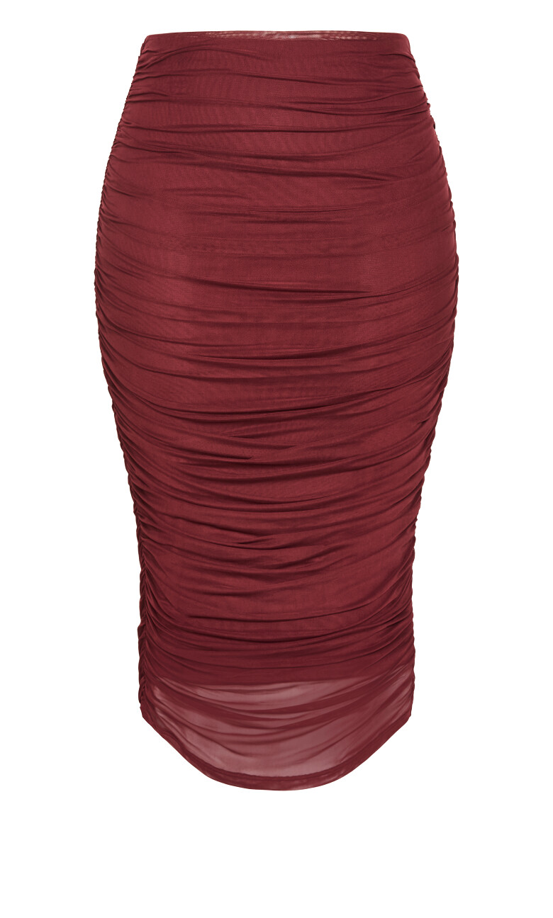 Isabell Ruched Midi Skirt - cherry