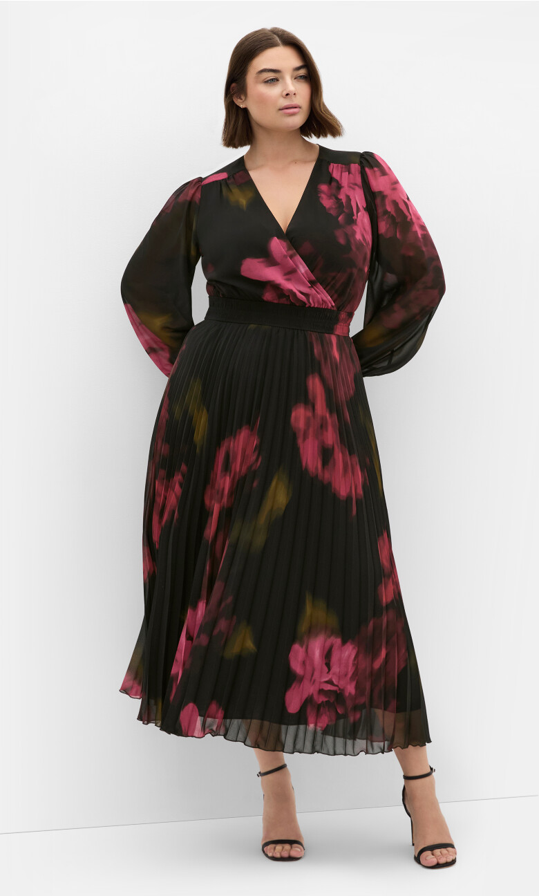 Georgina Print Dress - black