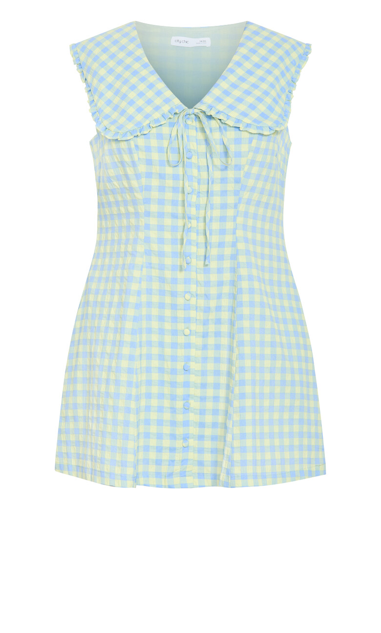 Gingham Girl Mini Dress - cornflower
