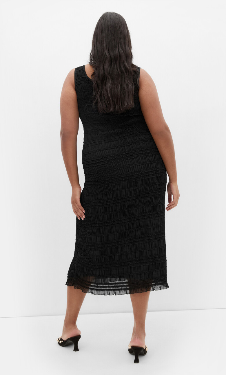 Emelia Sleeveless Shirred Dress - black
