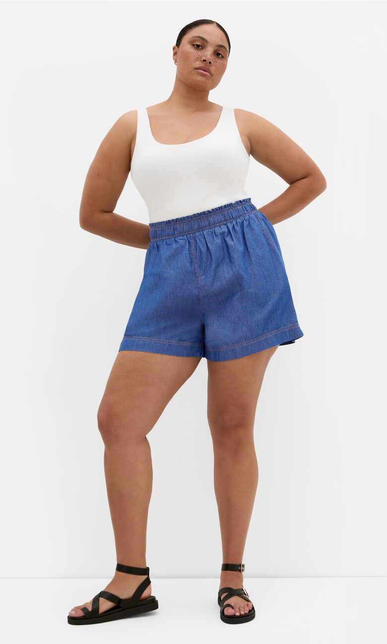 Chambray Denim Short - dark chambray