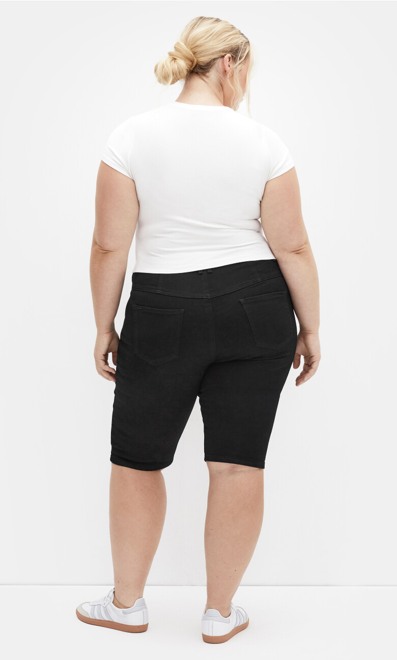 Corset Waist Denim Short - black