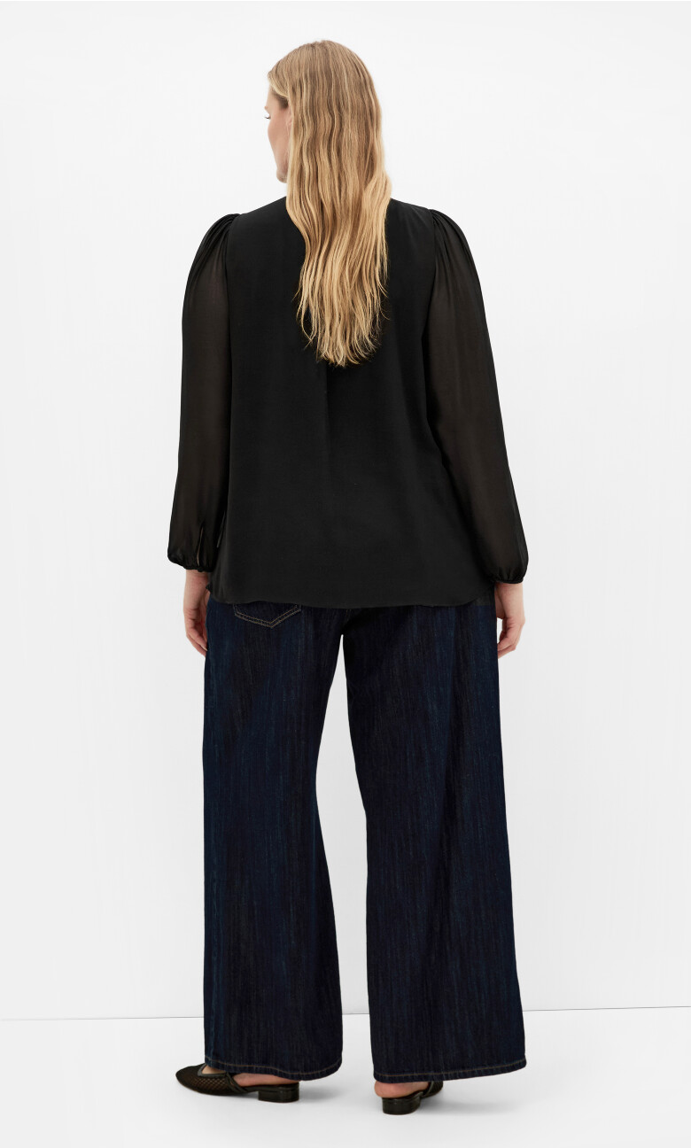 Kelly Sheer Sleeve Top - black