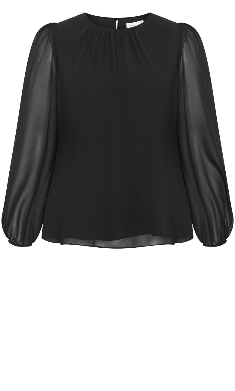 Kelly Sheer Sleeve Top - black