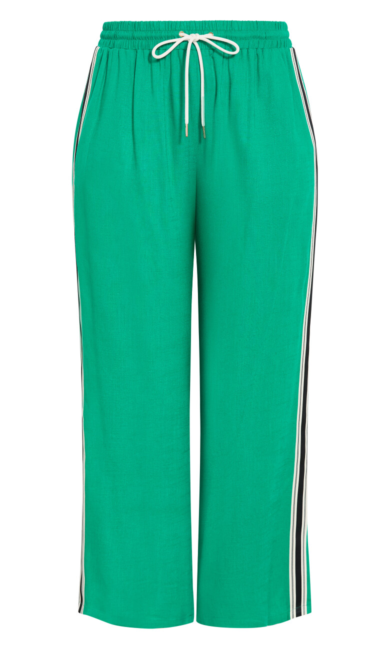 Side Stripe Linen Blend Pant - green